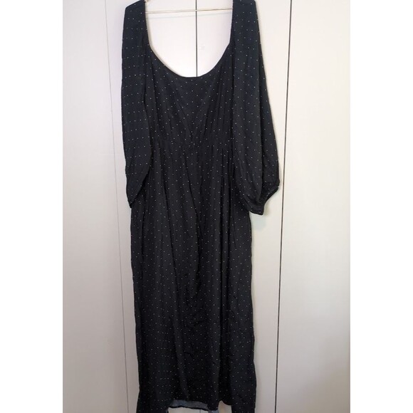 NEW A New Day Women's 4X Long Sleeve Crepe Maxi A-Line Dress Black Plus - Picture 6 of 6